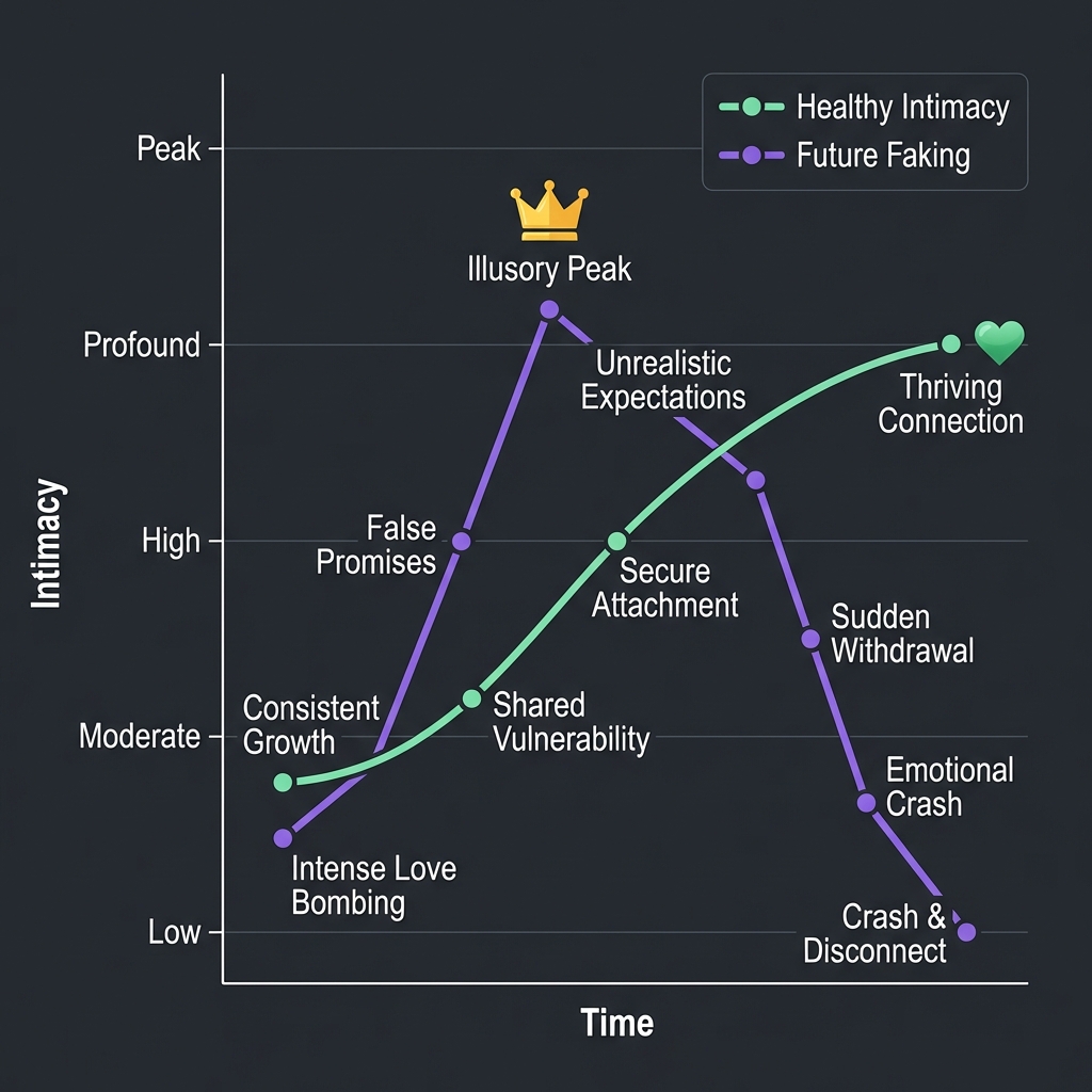 Graph comparing Healthy Intimacy vs Future Faking trajectories